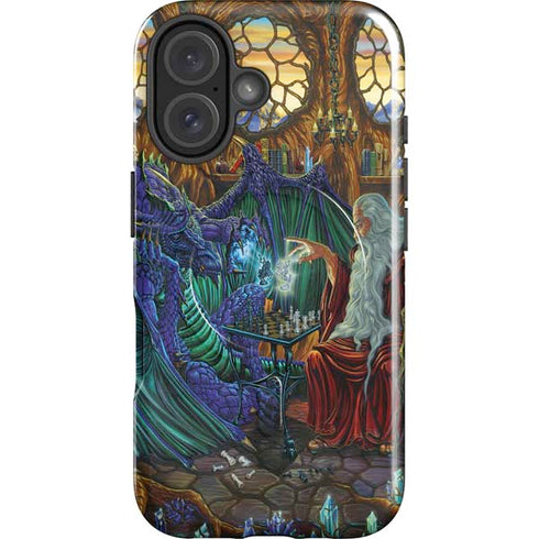 Dragon and Wizard Playing Chess by Ed Beard Jr iPhone 16 Plus Magsafe Impact Case